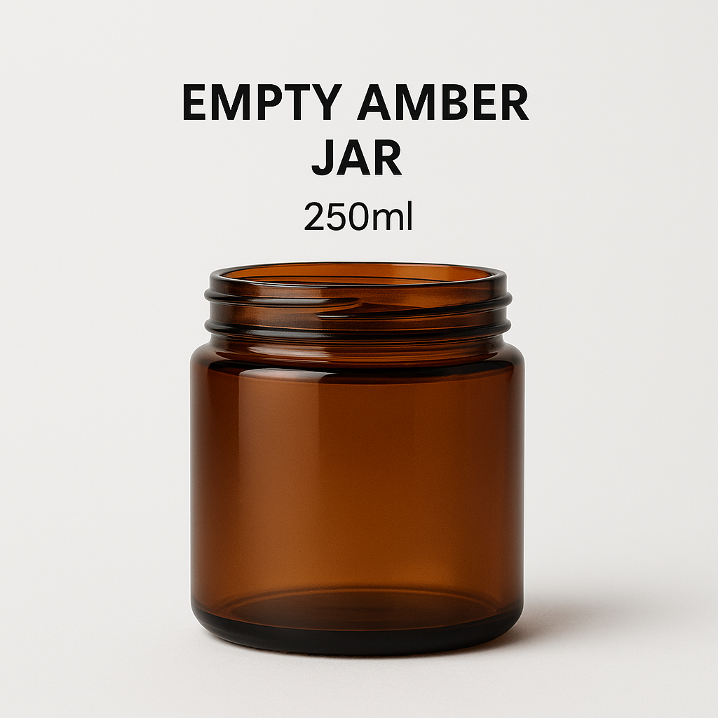Set of 12 - 250ml Amber Glass Jars with Black or Gold Lid – Reusable Containers for Candle Making, Cosmetics, Balms & Storage – by The Remedial Store